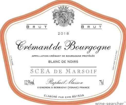 Domaine Marsoif Cremant De Bourgogne Brut Blanc de Noirs 2018 750ml