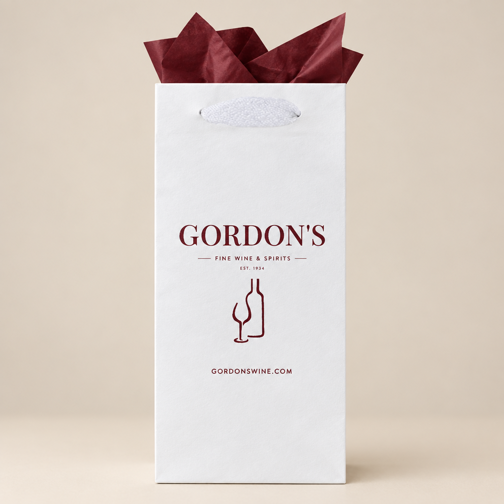 Gordon's bag with maroon tissue